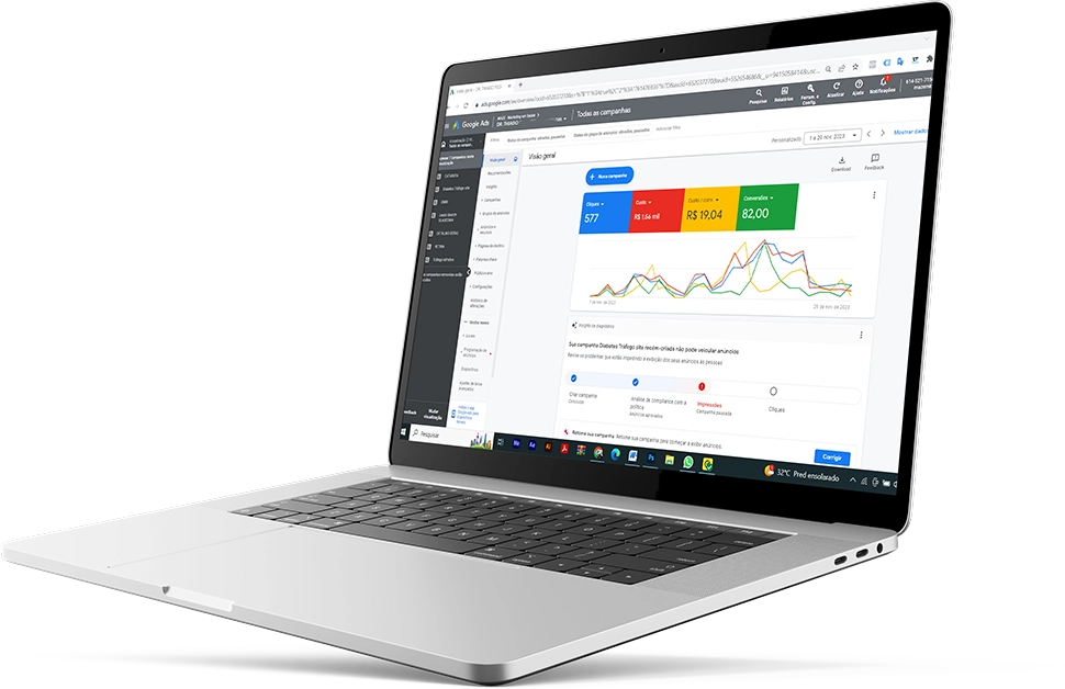 Resultados de Tráfego Pago em Notebook